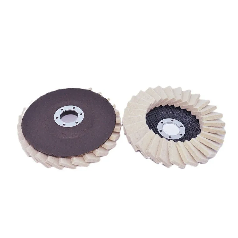 Flat wool flap disc polishing wheel for angle grinder with net cover