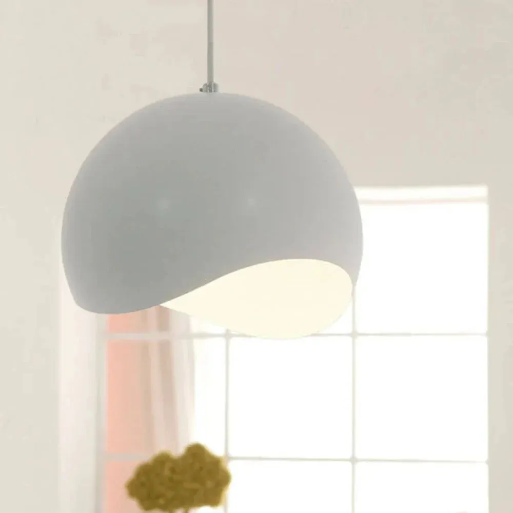 Simple creative iron lampshade pendant light 20cm diameter in black with LED bulb option