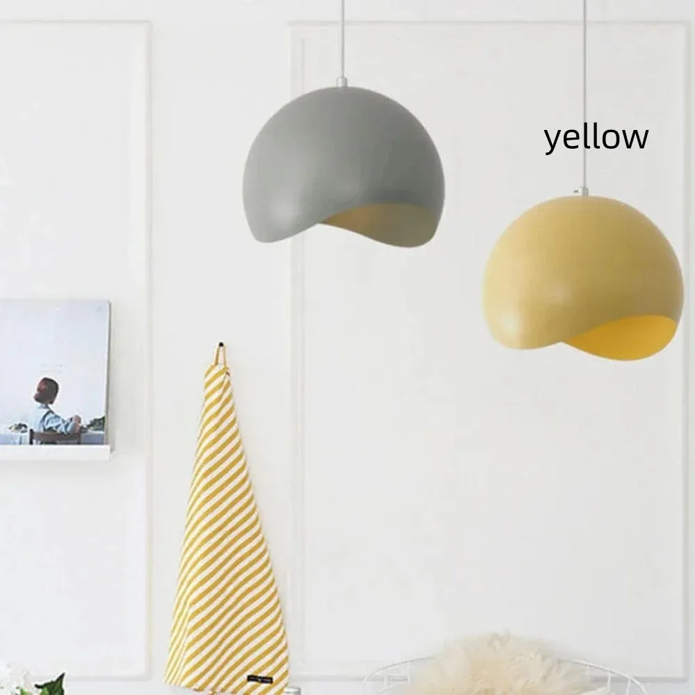 Simple creative iron lampshade pendant light 20cm diameter in black with LED bulb option