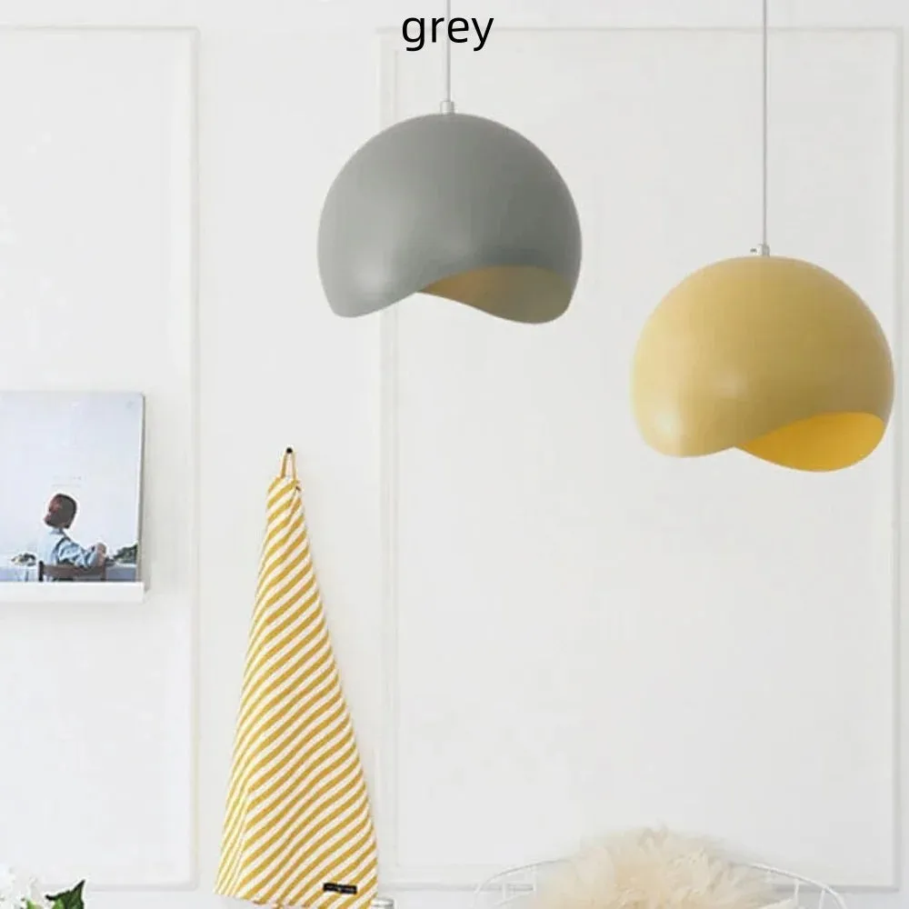 Simple creative iron lampshade pendant light 20cm diameter in black with LED bulb option
