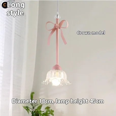 Bow-shaped small pendant lamp in cream style with crown finish, suitable for dining room or bedroom ceiling installation