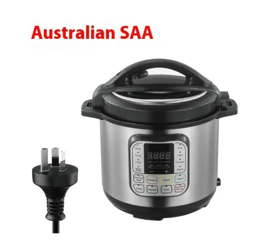 Silver 6L electric pressure cooker with touch control panel and aluminium alloy inner pot