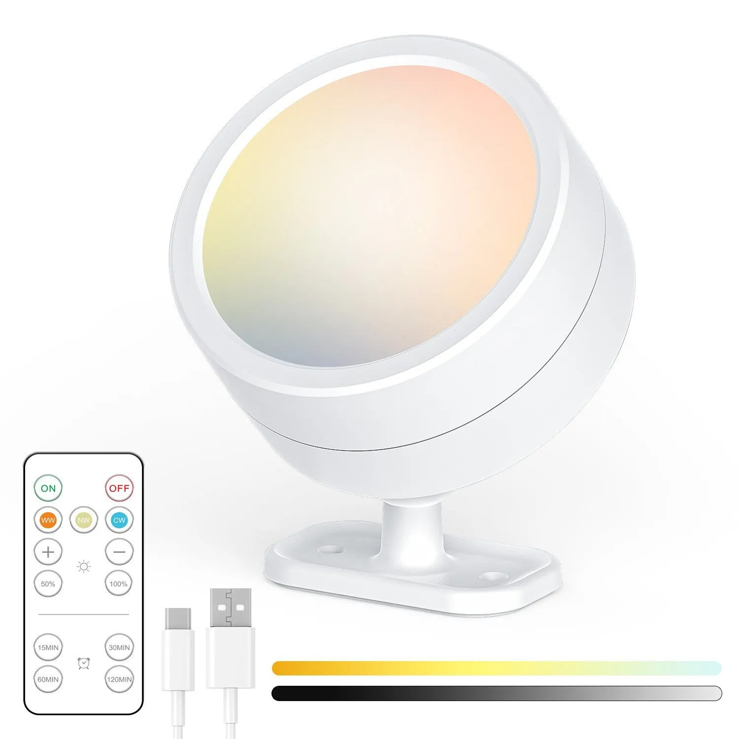 Round rotatable wall lamp with built-in battery, magnetic suction base, geometric stereo design, black shell, 94x73x74mm