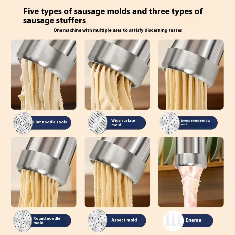 Wireless handheld noodle press in cyan with 200g capacity for household pasta making