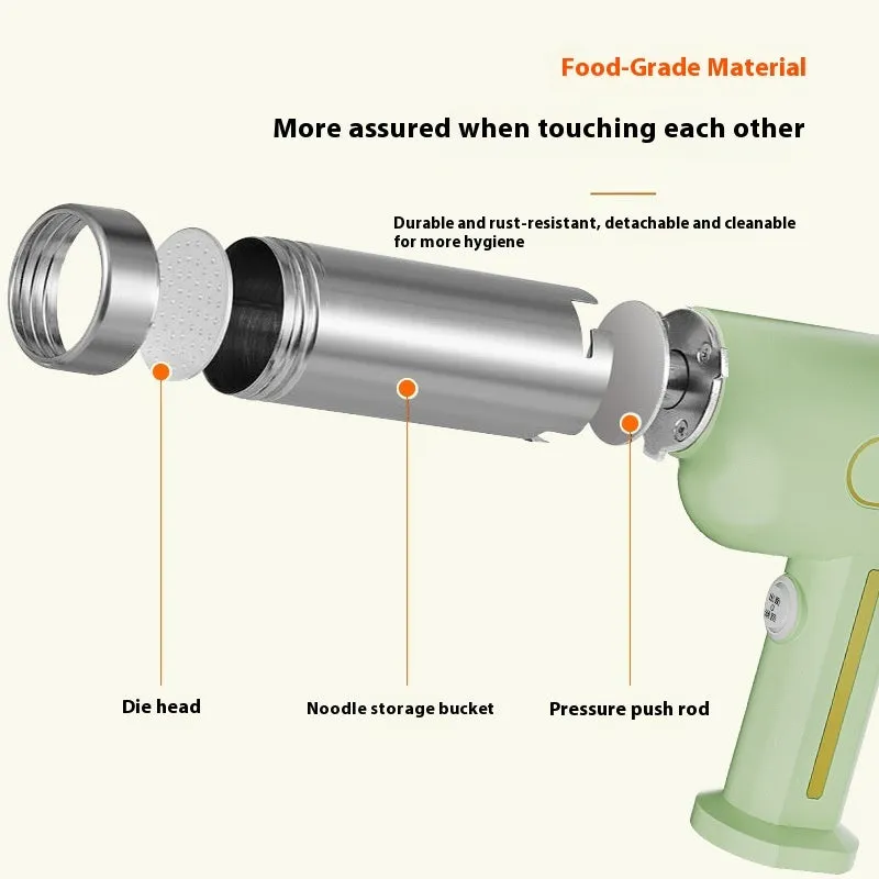 Wireless handheld noodle press in cyan with 200g capacity for household pasta making