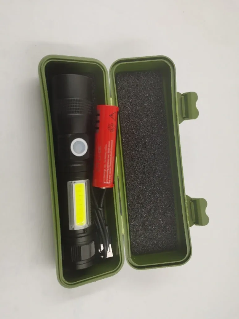 Multifunctional magnet USB charging strong light focusing flashlight in aluminium alloy
