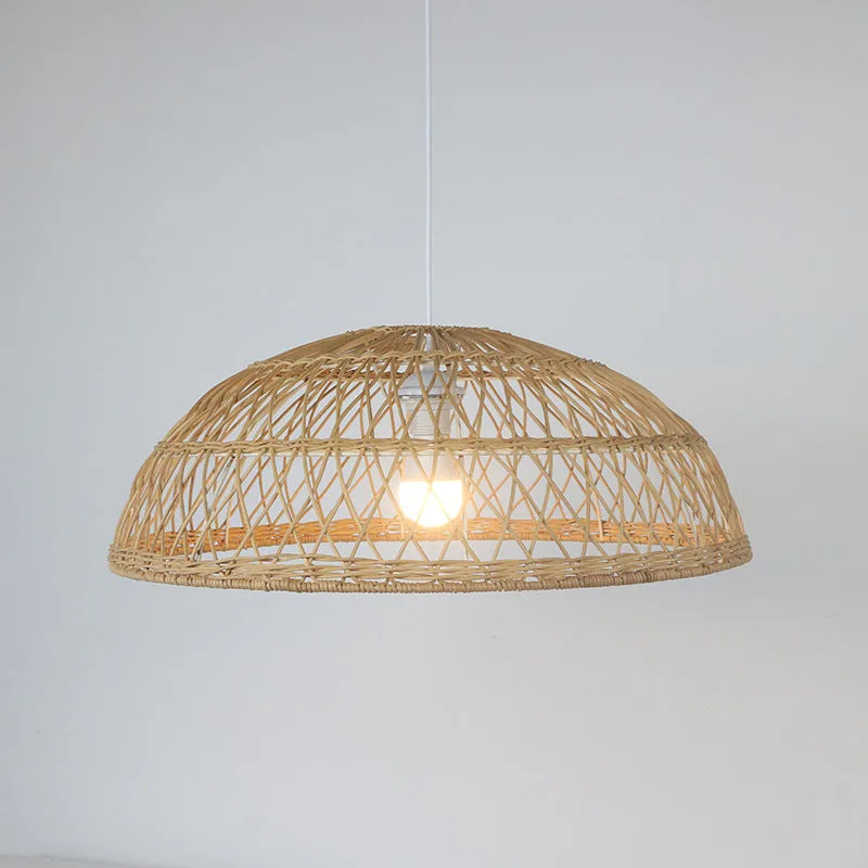 Hand-woven bamboo chandelier lampshade 60cm diameter natural strips ceiling light