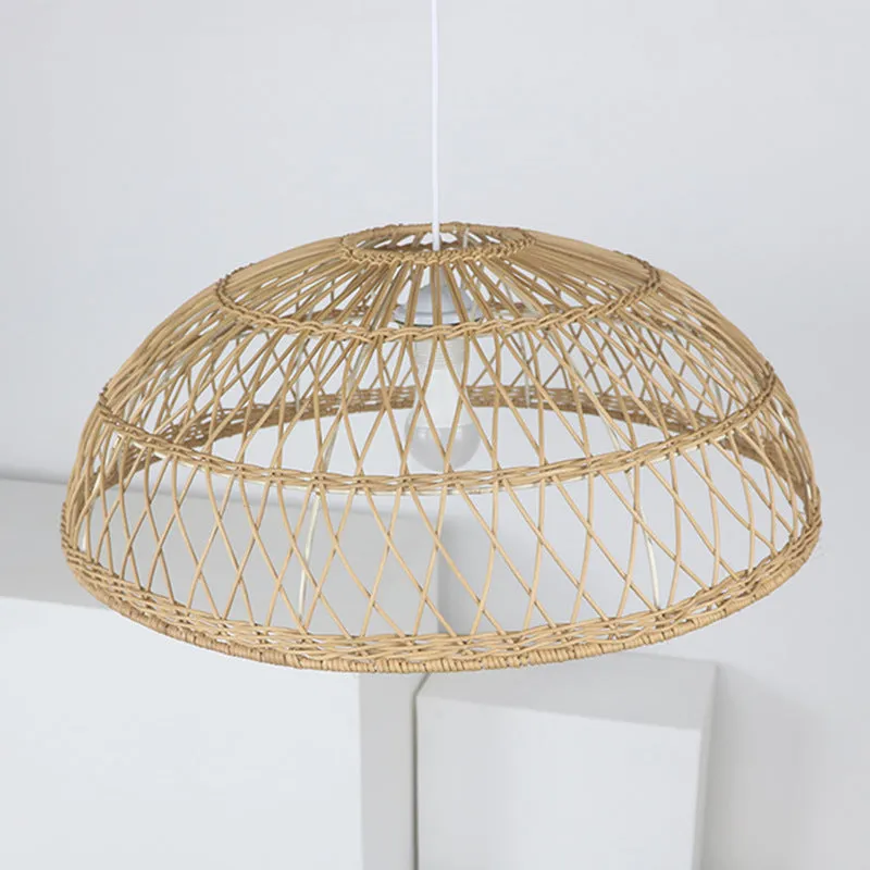 Hand-woven bamboo chandelier lampshade 60cm diameter natural strips ceiling light