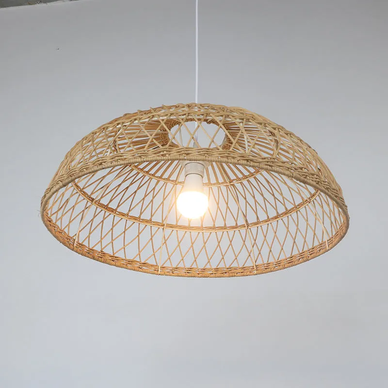Hand-woven bamboo chandelier lampshade 60cm diameter natural strips ceiling light