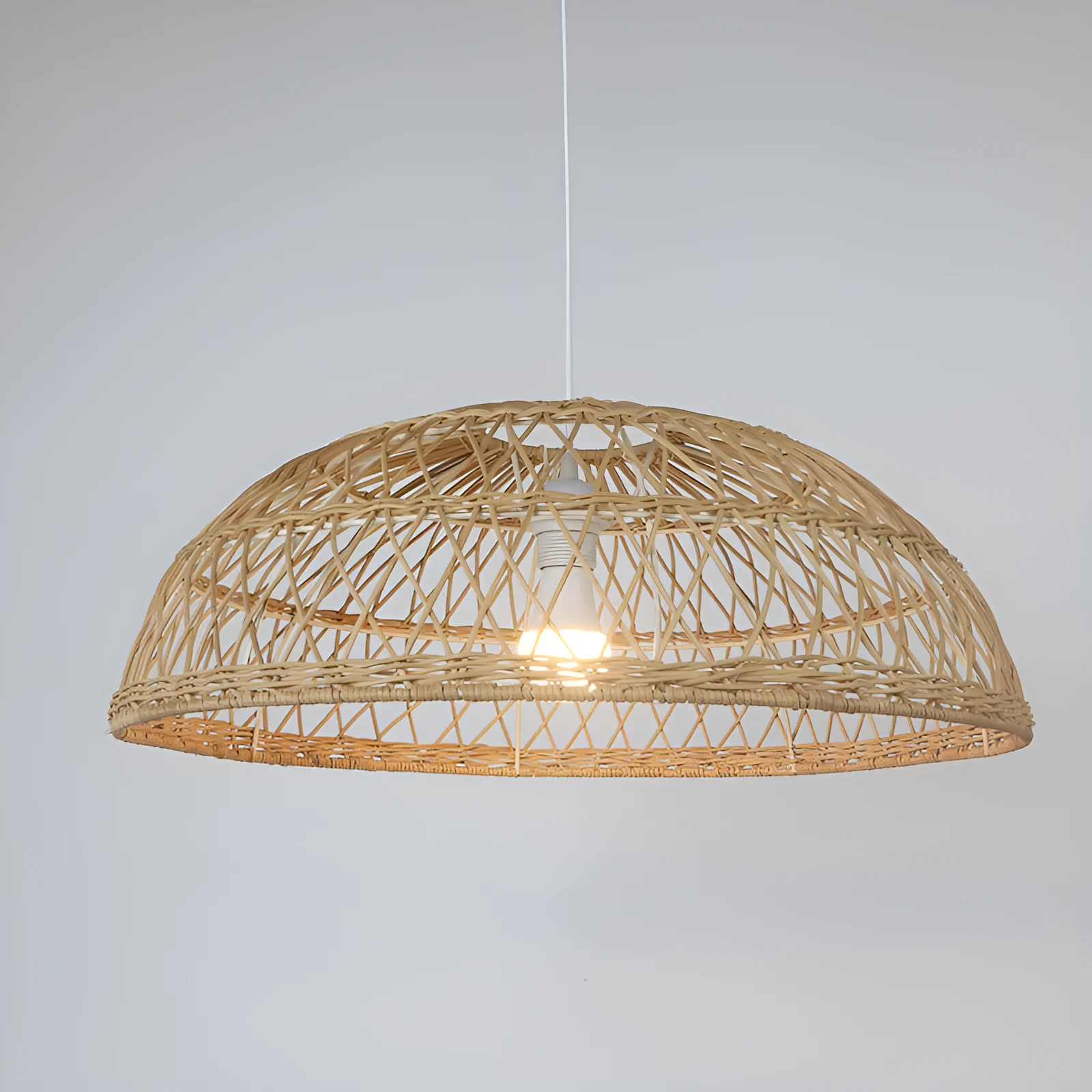 Hand-woven bamboo chandelier lampshade 60cm diameter natural strips ceiling light