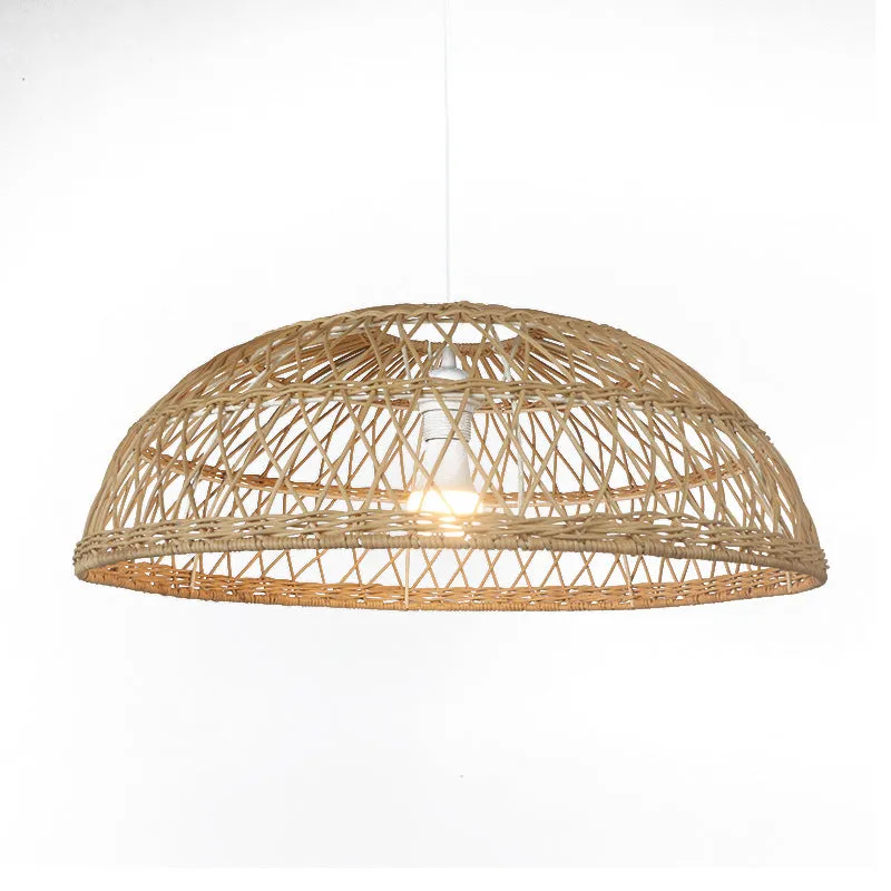 Hand-woven bamboo chandelier lampshade 60cm diameter natural strips ceiling light