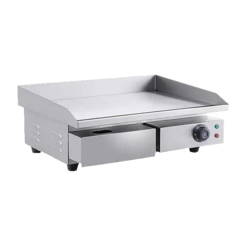 818 electric heating griddle with refined iron plate on countertop, dimensions 550x450x210mm, 3KW power