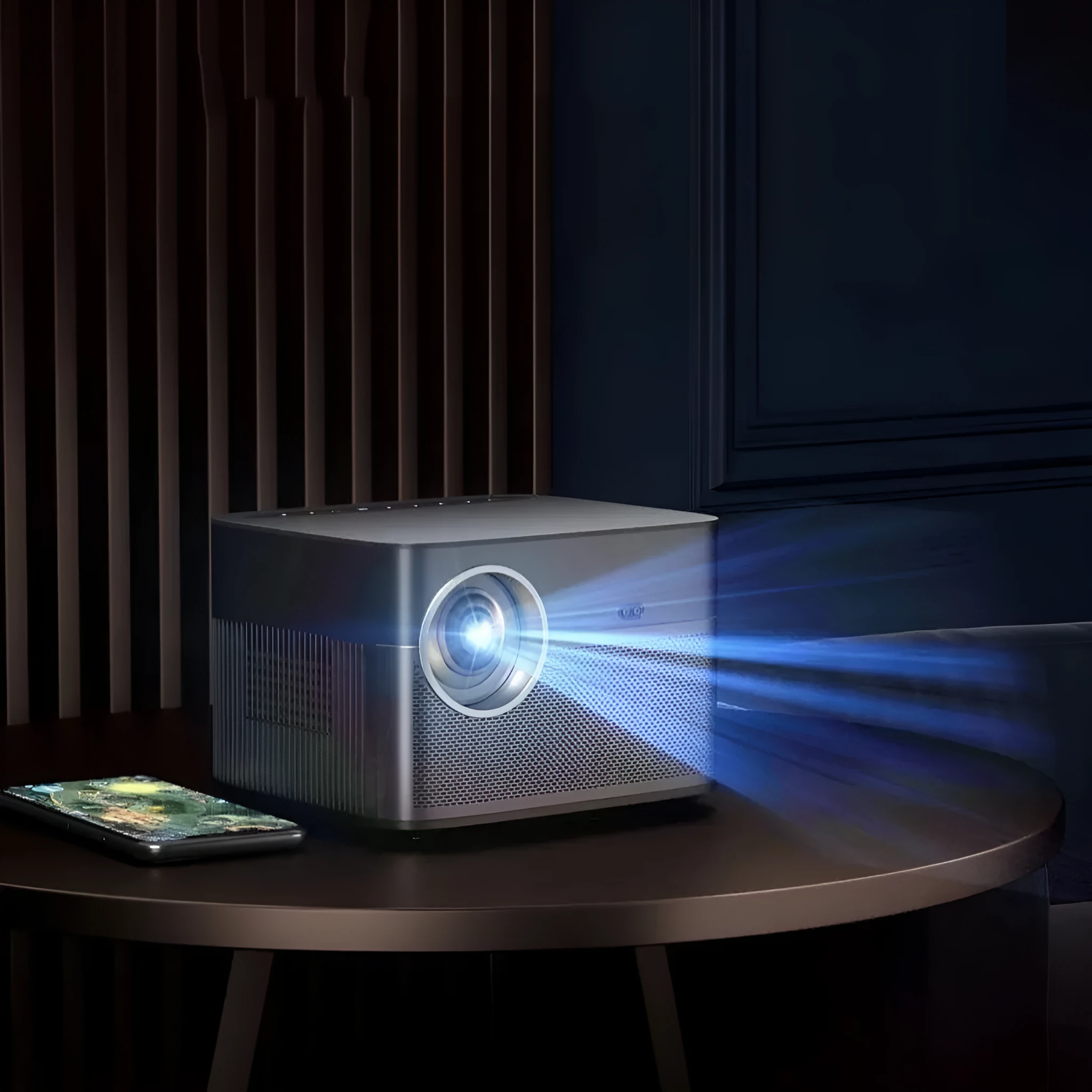 Portable silver ultra high definition 1080P home projector with 100-inch projection size