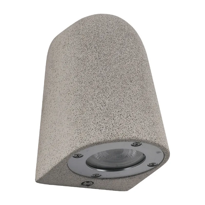Cement outdoor wall lamp with decorative horseshoe shape, black sandstone finish, IP65 waterproof, with warm light