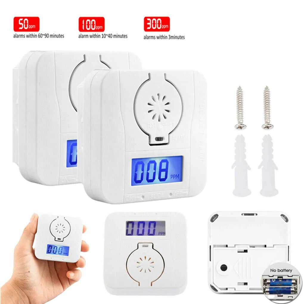 White wireless carbon monoxide alarm unit for wall mounting.