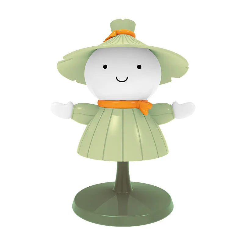 Brown scarecrow cartoon small night lamp on bedside table with USB cable