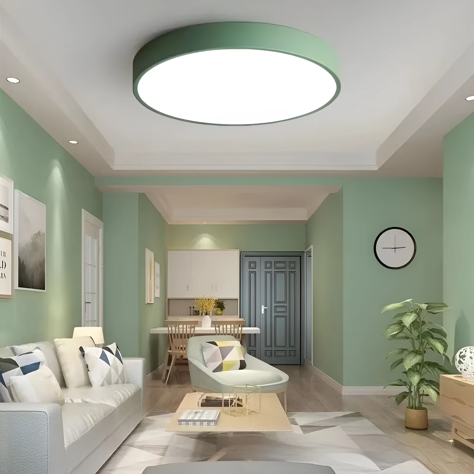 Round engineering ceiling LED lamp in white with electrodeless dimming for bedroom and living room