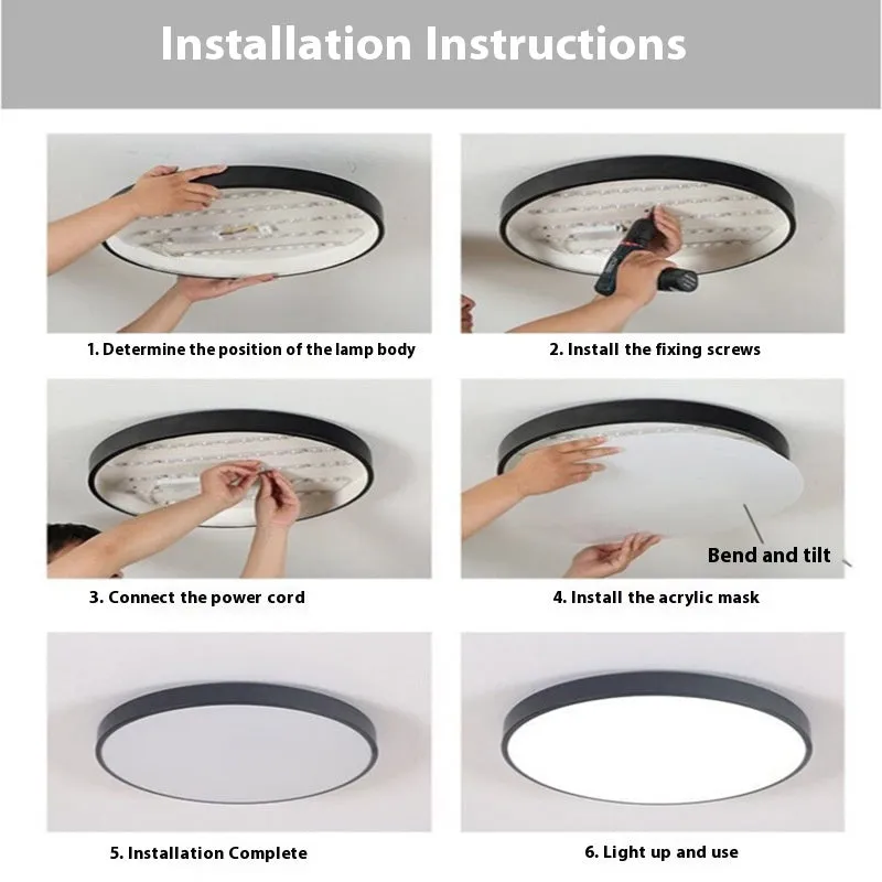 Round engineering ceiling LED lamp in white with electrodeless dimming for bedroom and living room