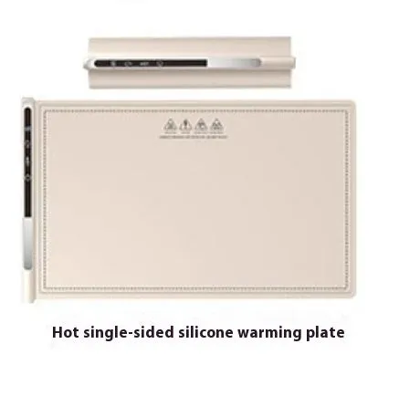 Household silicone dishes warming plate 300W in beige with EU plug on dining table