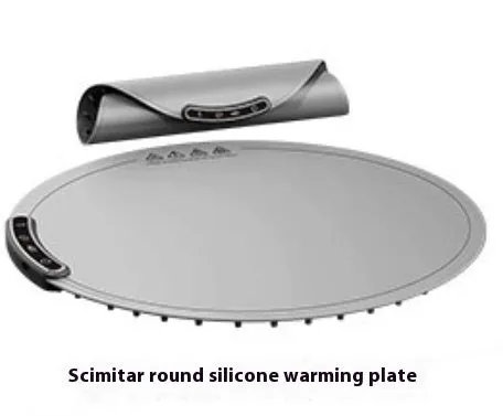 Household silicone dishes warming plate 300W in beige with EU plug on dining table