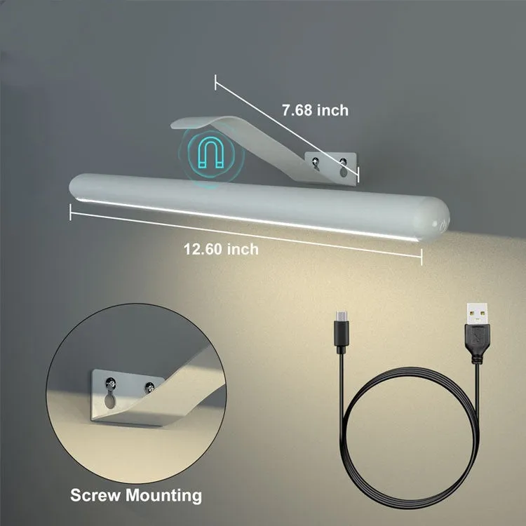 Oval rechargeable magnetic oil painting lamp with remote control mounted on bathroom mirror, gold finish