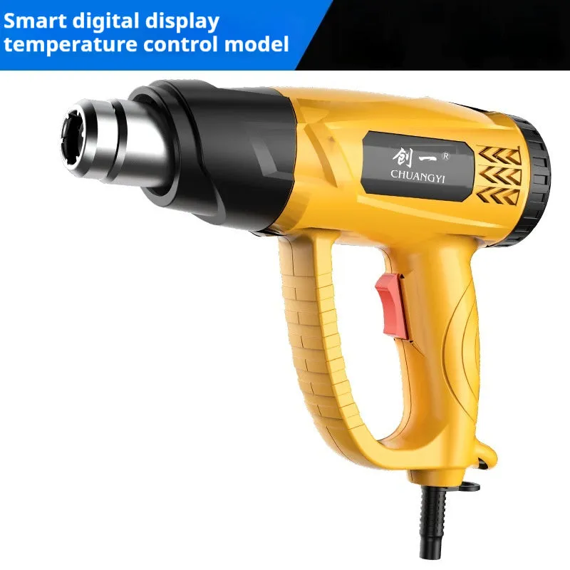 Household handheld portable digital hot air gun with temperature display and black nozzle