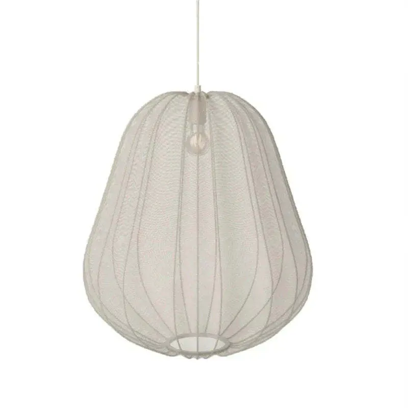 Japanese style net pumpkin ceiling lamp in iron, shown in a grey-blue colour variant.
