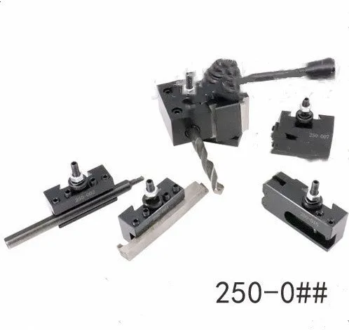 Machifit 250-000 wedge-type steel quick change tool post and holder for a woodworking lathe.
