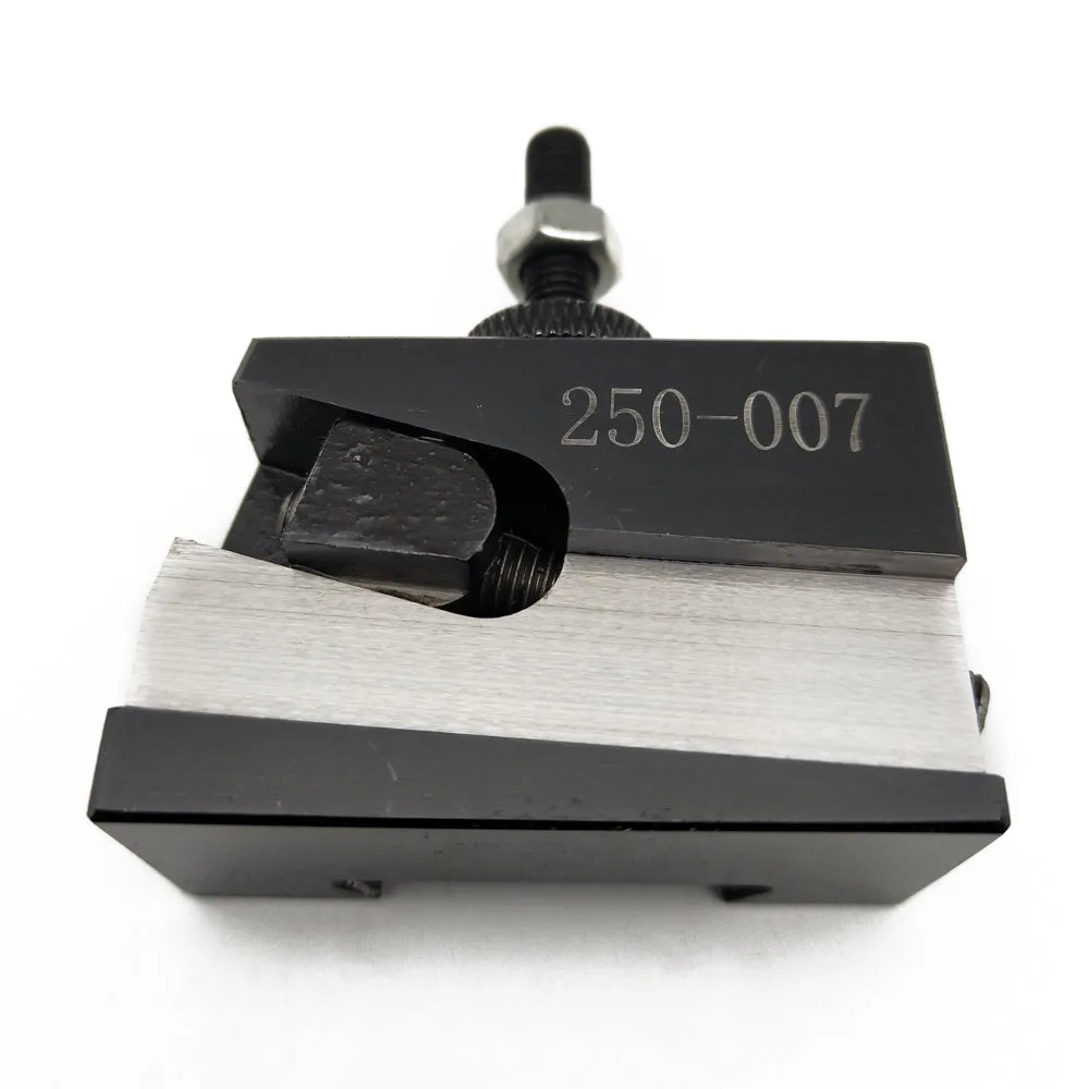 Machifit 250-000 wedge-type steel quick change tool post and holder for a woodworking lathe.