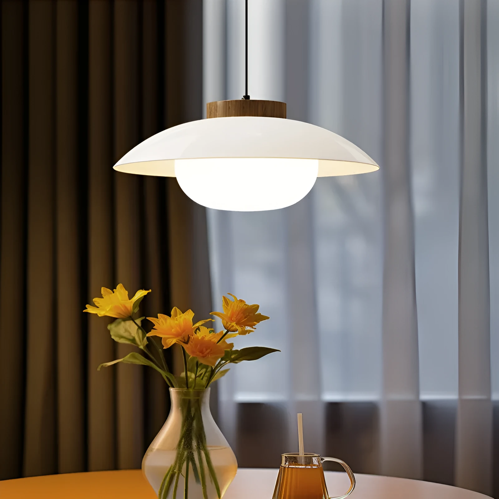 Cream style Nordic minimalism UFO chandelier with tricolor light iron shade for living room bedroom