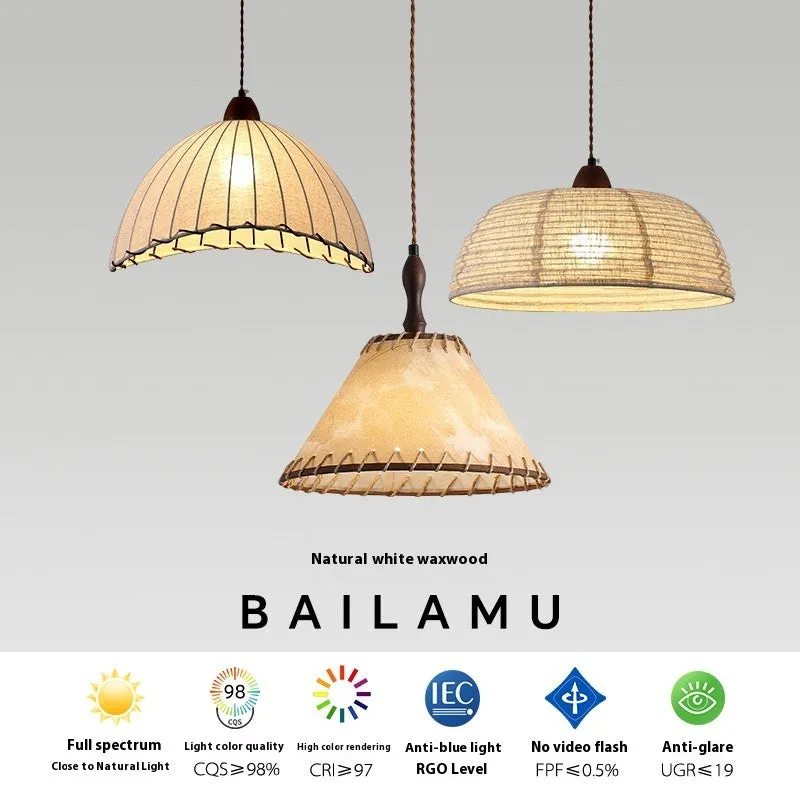 Retro fabric iron chandelier adjustable 1.5m drop height three light colours dining room