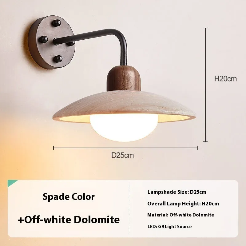 Nordic minimalist LED wall lamp in Black Peach Wood finish with soft decorative light