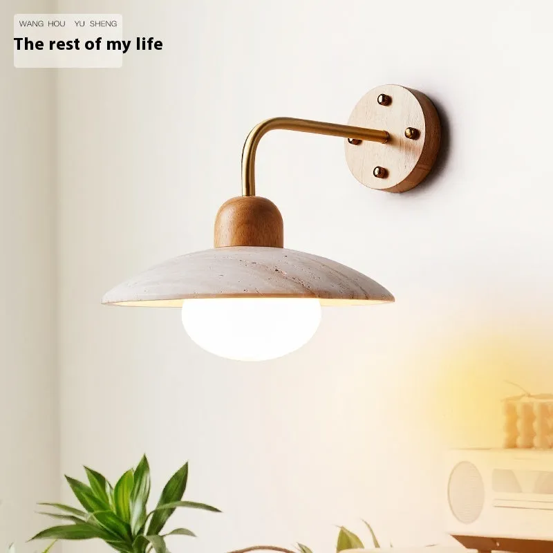 Nordic minimalist LED wall lamp in Black Peach Wood finish with soft decorative light