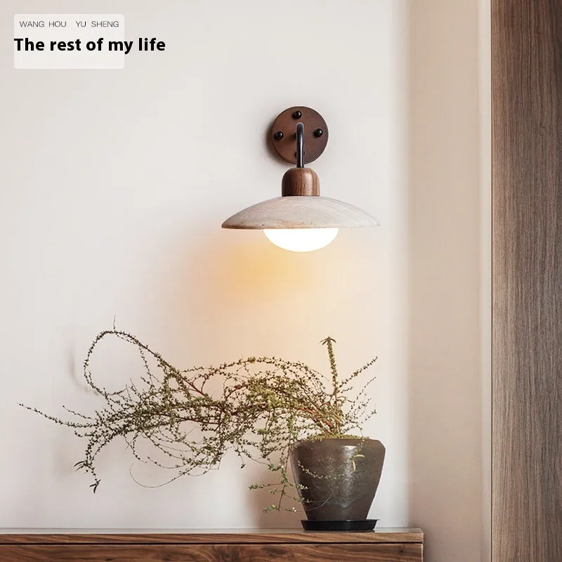 Nordic minimalist LED wall lamp in Black Peach Wood finish with soft decorative light