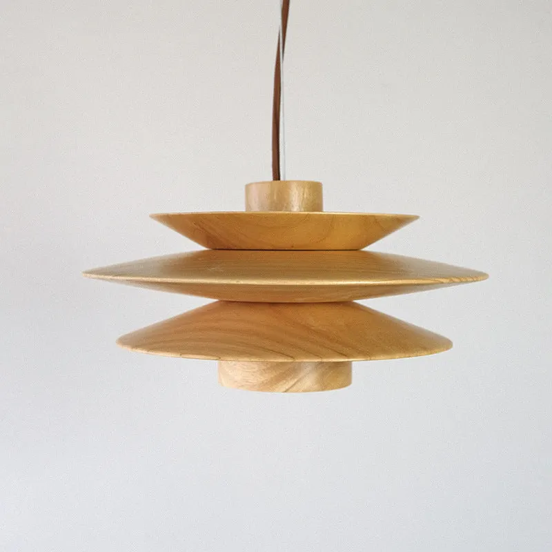 Nordic mid-ancient log style wood ceiling lamp in walnut colour for tea room dining hotel homestay