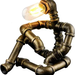 Green bronze industrial desk lamp with iron pipe vintage design for bedside or desk