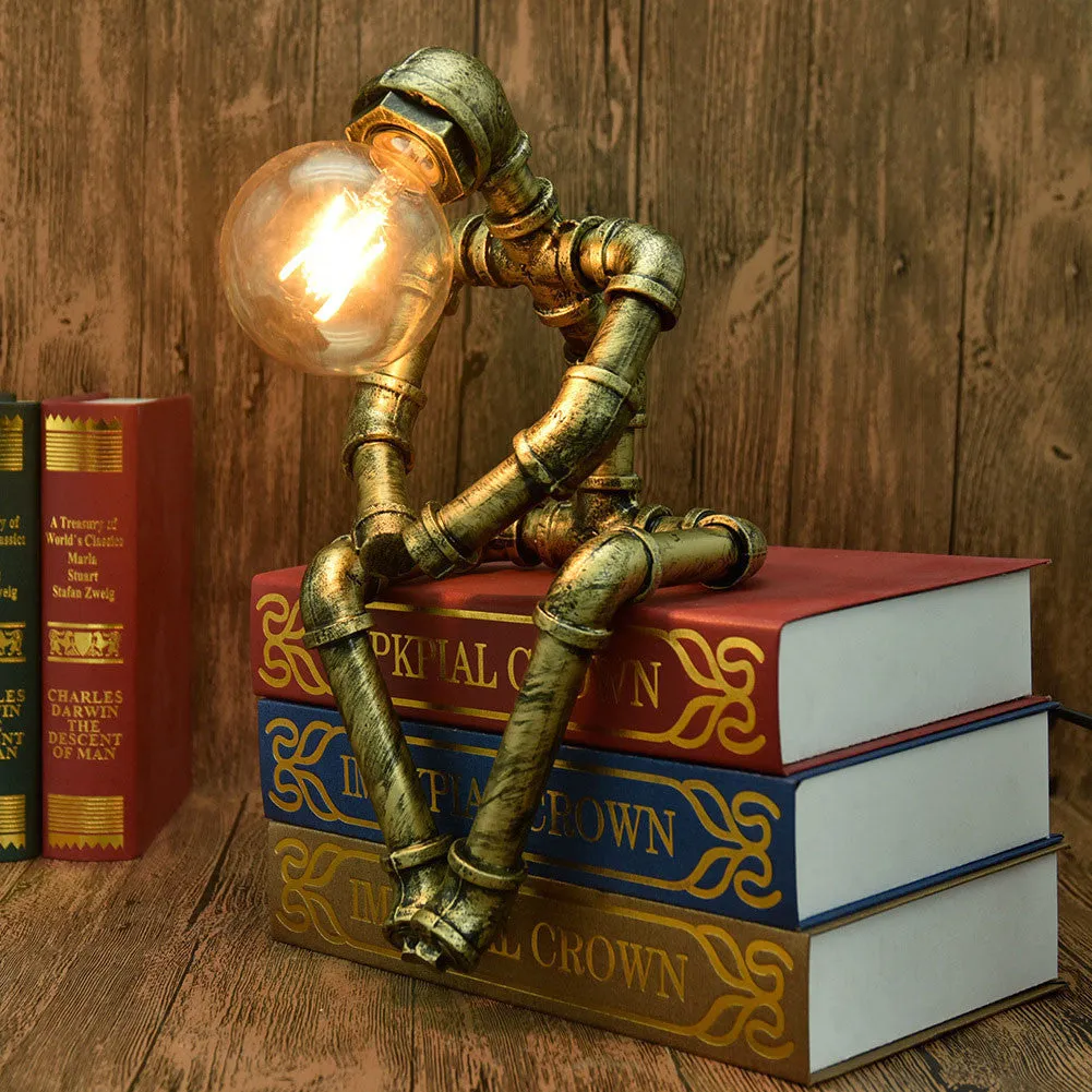 Green bronze industrial desk lamp with iron pipe vintage design for bedside or desk