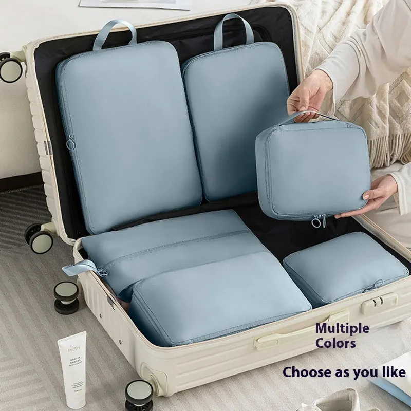 Six-piece compressed clothing luggage set Memory Cloth solid colour Urban Simplicity 36-55L polyester lining leisure travel