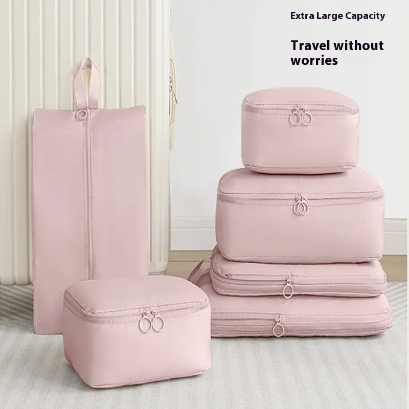 Six-piece compressed clothing luggage set Memory Cloth solid colour Urban Simplicity 36-55L polyester lining leisure travel