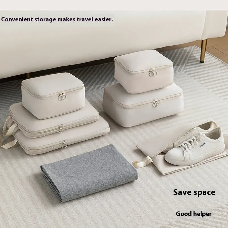 Six-piece compressed clothing luggage set Memory Cloth solid colour Urban Simplicity 36-55L polyester lining leisure travel