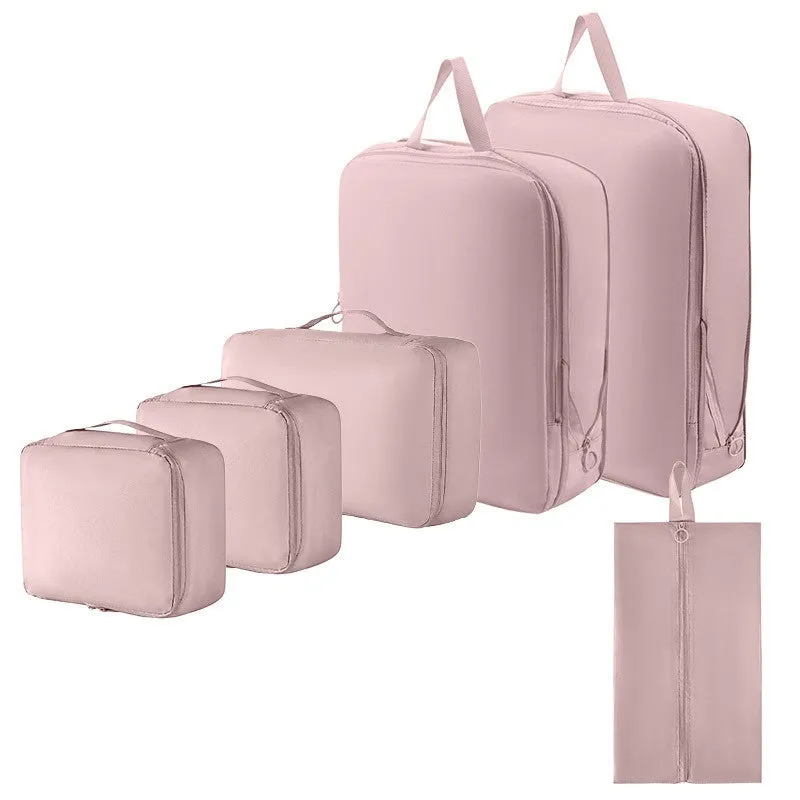 Six-piece compressed clothing luggage set Memory Cloth solid colour Urban Simplicity 36-55L polyester lining leisure travel