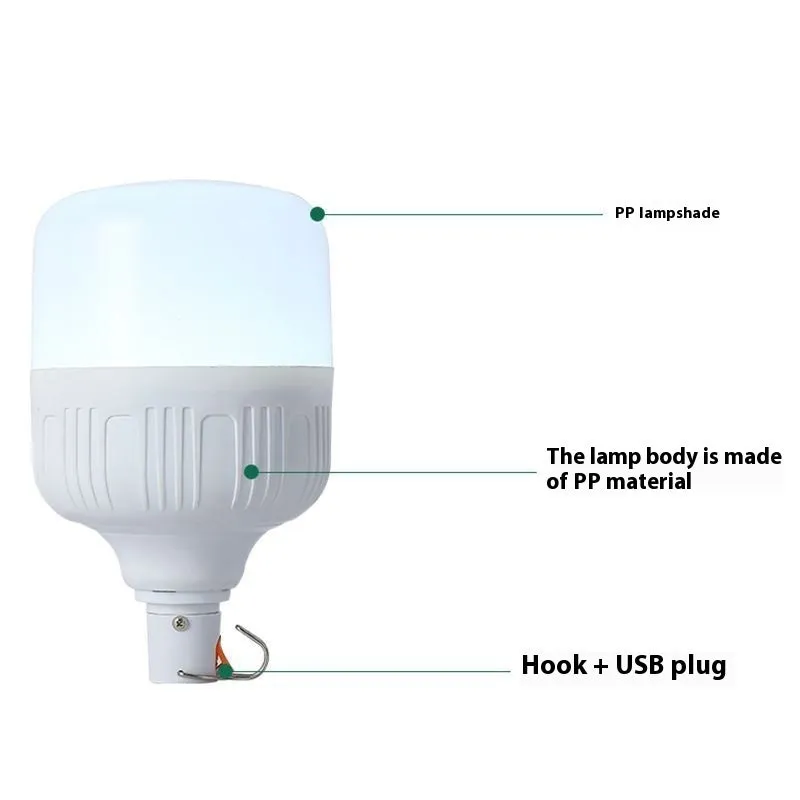 Rechargeable LED light bulb for night market stall with built-in lithium battery and Android cable