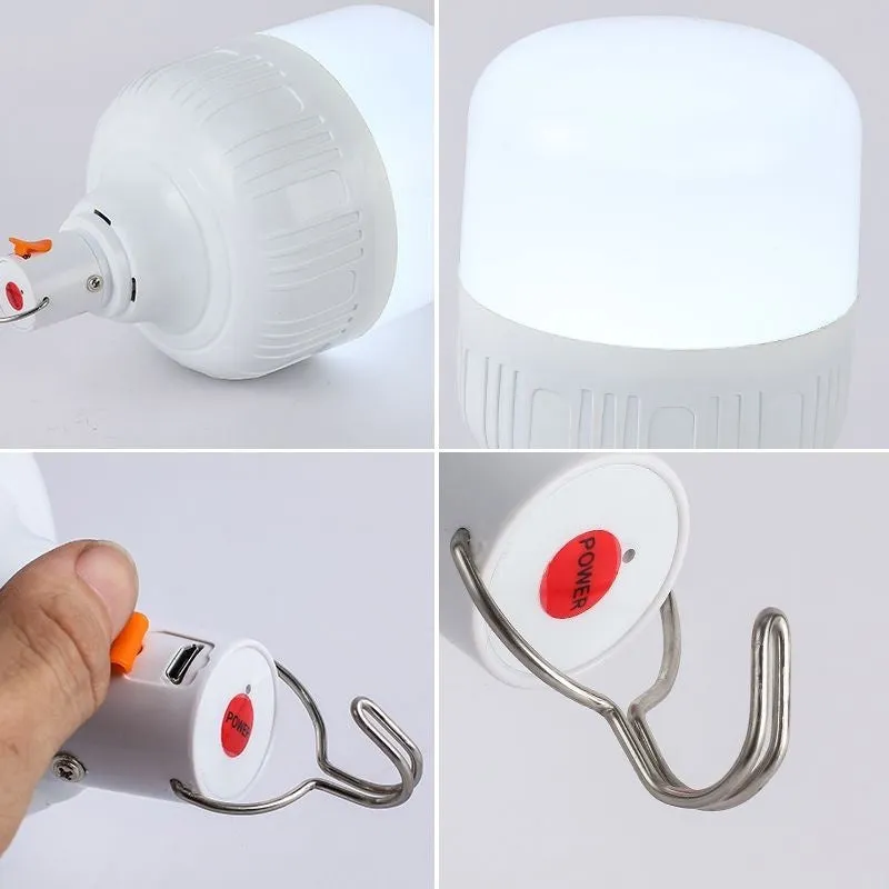 Rechargeable LED light bulb for night market stall with built-in lithium battery and Android cable