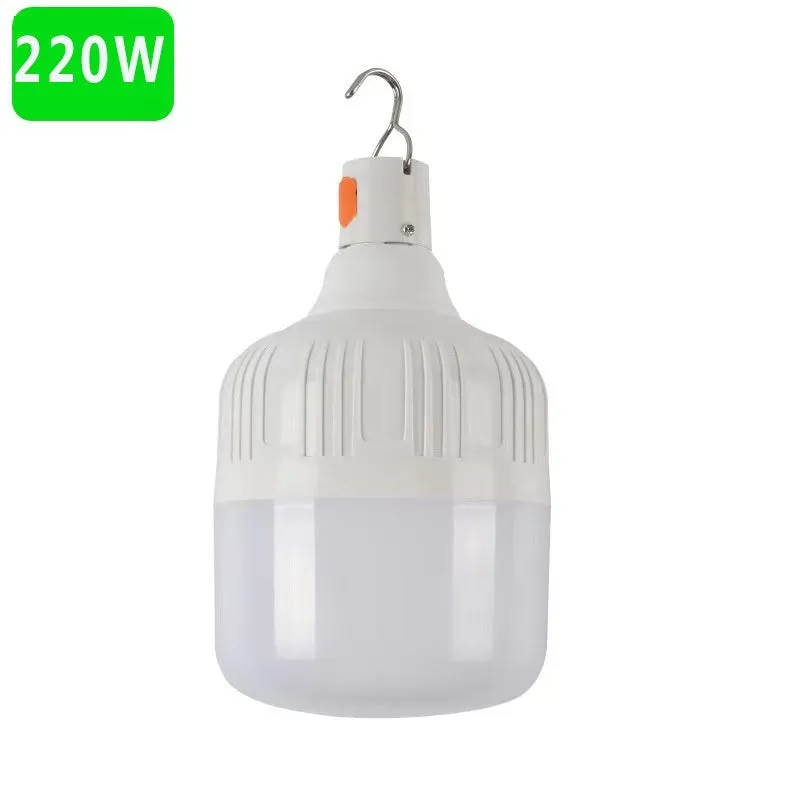 Rechargeable LED light bulb for night market stall with built-in lithium battery and Android cable