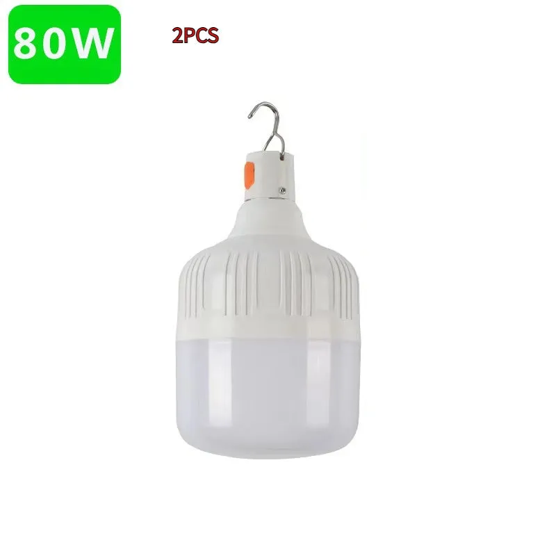 Rechargeable LED light bulb for night market stall with built-in lithium battery and Android cable