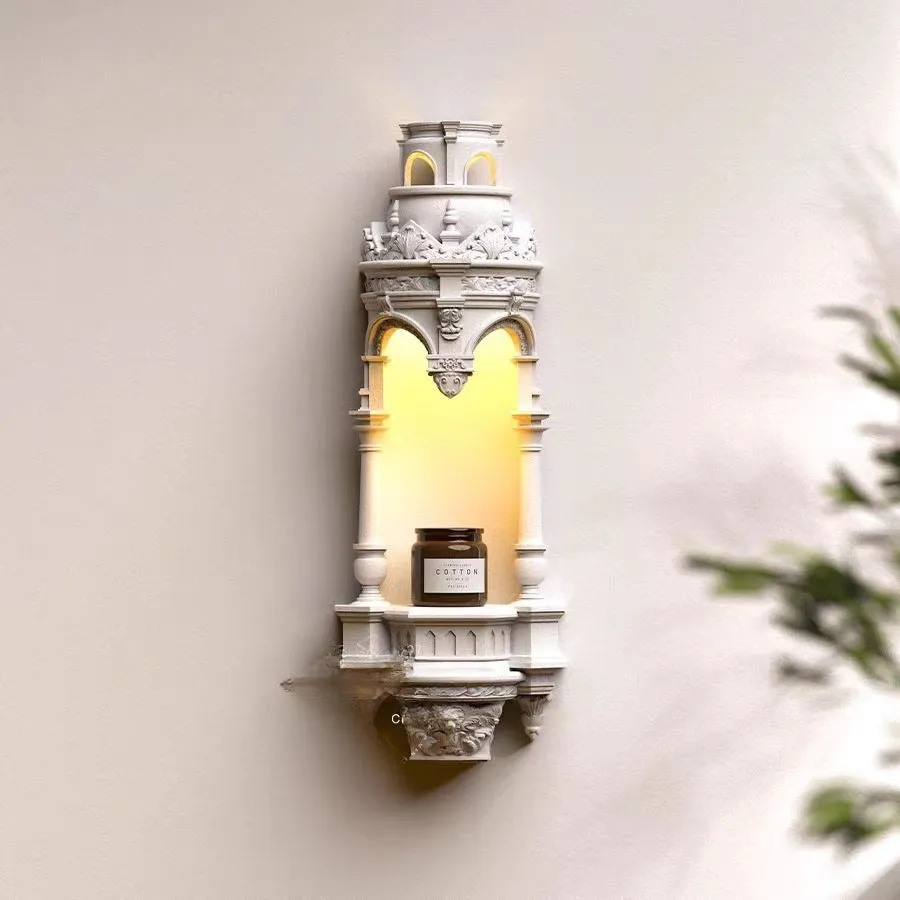 Gypsum aromatherapy wall lamp with halogen bulb and warm light for altar and corridor