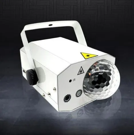 Black or white LED laser magic fan stage light with laser projection and remote control.
