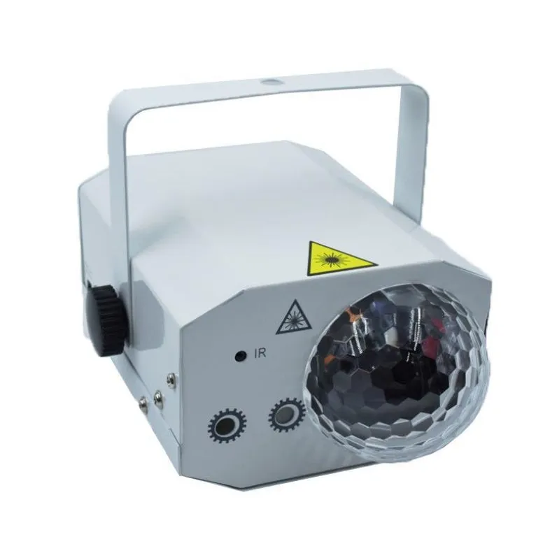 Black or white LED laser magic fan stage light with laser projection and remote control.