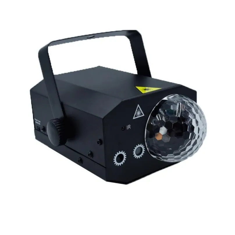 Black or white LED laser magic fan stage light with laser projection and remote control.
