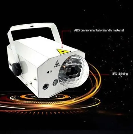 Black or white LED laser magic fan stage light with laser projection and remote control.